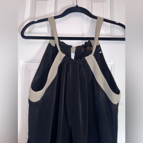 The Limited, Black and Beige Maxi Dress, ties around neck, 21 inch side splits S - Picture 7 of 16